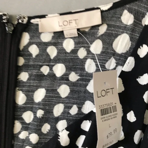 NWT Loft dress size L short sleeve black white - Picture 4 of 7